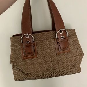 Coach signature embossed purse in tan/brown